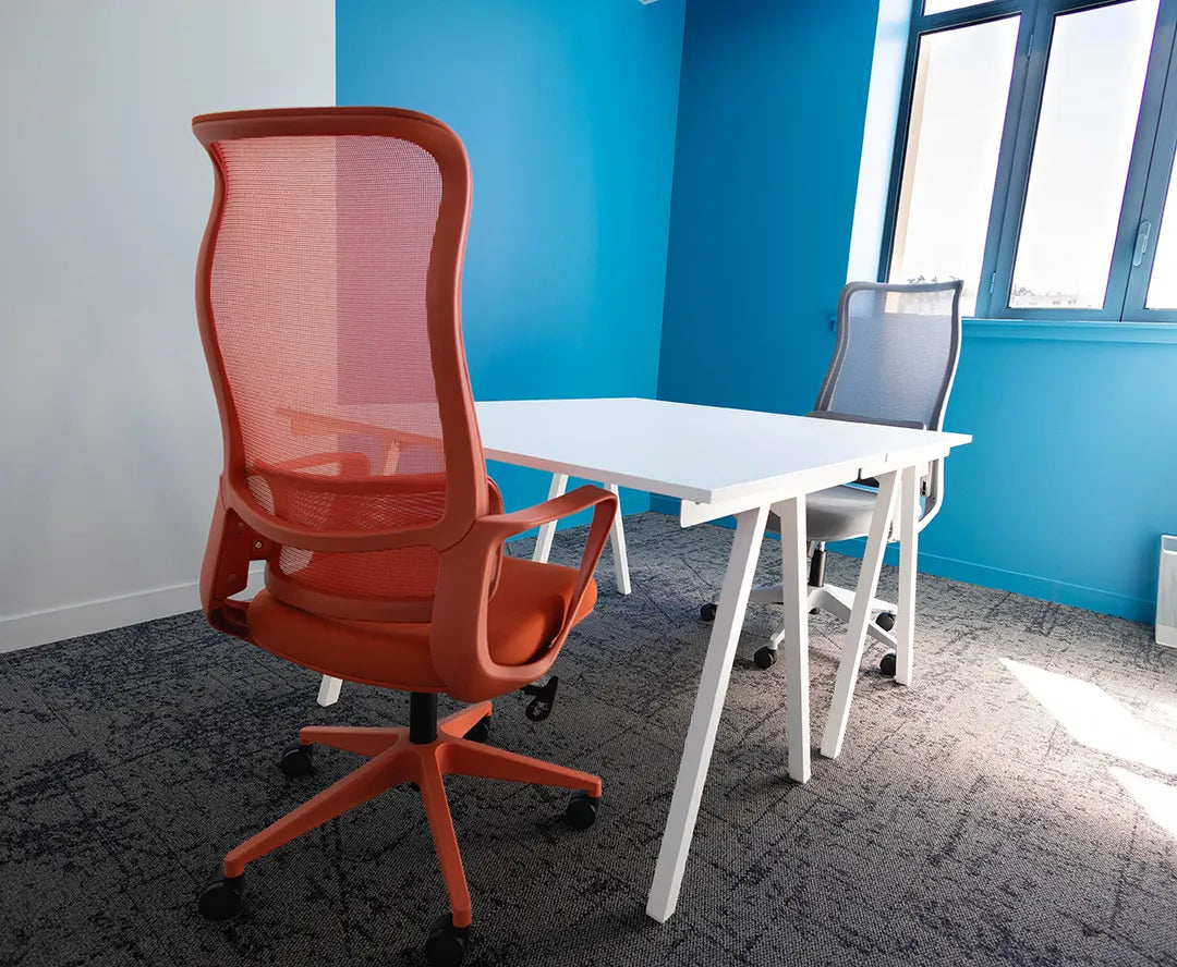 Bureau privatif 2 postes lumineux WIDE Fauriel à Saint-Étienne avec fauteuils ergonomiques