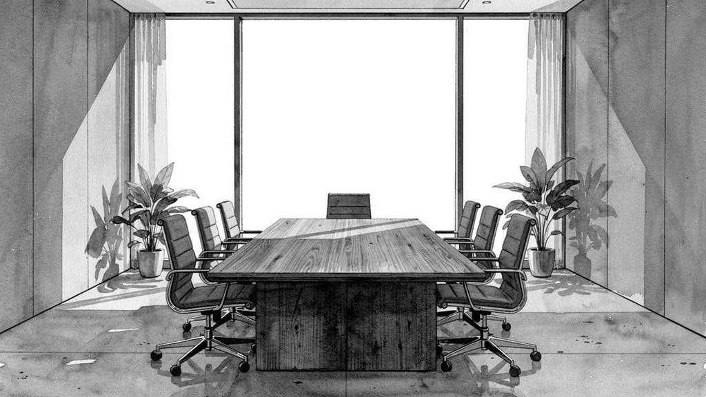 Salle de réunion 6 personnes équipée pour les réunions d'équipe